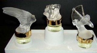 Lalique 3 Miniature Flacon Mascot Perfume Bottle 1998 1999 2000 Set
