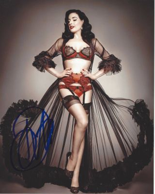 Dita Von Teese Signed Authentic Hot 8x10 Photo 2 W/coa Burlesque Model Actress
