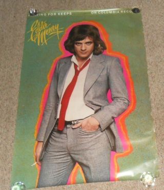 Eddie Money Playing For Keeps Huge 1980 Promo Poster Vintage Rare 48x31