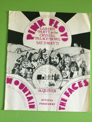 Pink Floyd Crystal Palace Bowl Orig.  Concert Programme 1971 Rare Faces Mountain