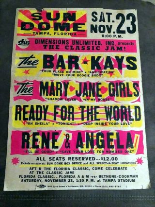 Mary Jane Girls - Bar Kays Concert Poster Nov 23,  1985 Usf Sun Dome Tampa Florida