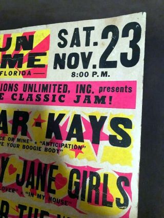 MARY JANE GIRLS - BAR KAYS Concert Poster Nov 23,  1985 USF SUN DOME TAMPA FLORIDA 3