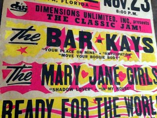 MARY JANE GIRLS - BAR KAYS Concert Poster Nov 23,  1985 USF SUN DOME TAMPA FLORIDA 4