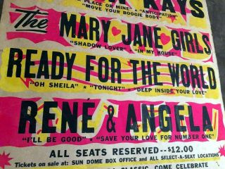 MARY JANE GIRLS - BAR KAYS Concert Poster Nov 23,  1985 USF SUN DOME TAMPA FLORIDA 5