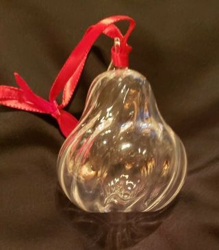 Steuben Art Glass Pear Christmas Holiday Ornament Crystal