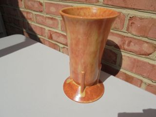 Antique Vintage Roseville Pottery Orange Glaze Vase Futura Shape 9 1/4 "