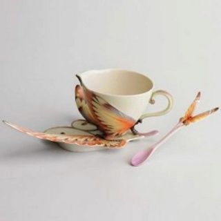 Nib Franz Porcelain Papillon Butterfly Fantasy Cup And Saucer Set Xp1907