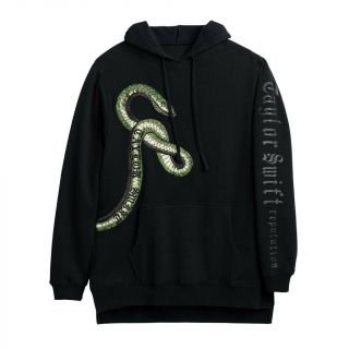 Official Taylor Swift Reputation Black Hoodie With Green Snake Design Large
