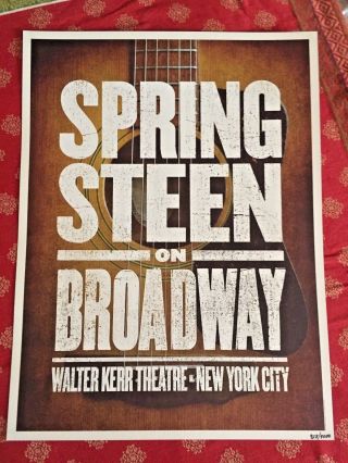 Last Ones Bruce Springsteen On Broadway Guitar Poster Nyc Walter Kerr Ltd /4000