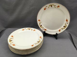 8 Vintage Hall China Jewel Tea Autumn Leaf Salad/breakfast Plates