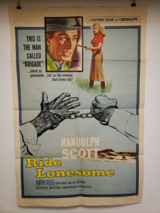 Ride Lonesome One Sheet 1959 Movie Poster Randolph Scott Karen Steele Boetticher