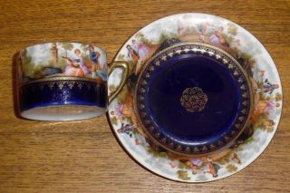 Antique Royal Vienna Porcelain Cup & Saucer