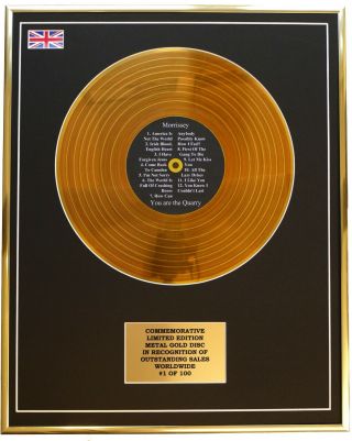 Morrissey - You Are The Quarry Metal Gold Record Display Commemorative Ltd Ed