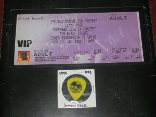 JIMMY PAGE &THE BLACK CROWES 2000 VIP TICKET & GUITAR PICK YORK LED ZEPPELIN 2