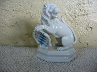 Vintage Nymphenburg Bavarian Porcelain Lion Figurine With Heraldic Shield