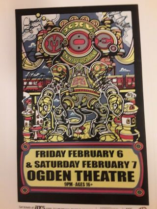 Moe Jam Band Group Signed Concert Flyer Poster Ogden Theater Proof Phish.