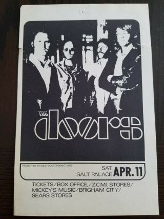 Rare The Doors (jim Morrison) Salt Palace Cancelled Concert Handbill 1970