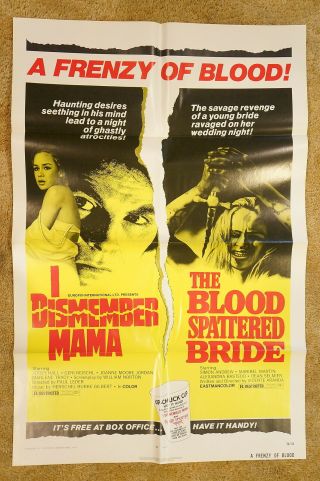 I Dismember Mama / Blood Spattered Bride Horror One Sheet 1974