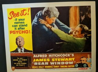 Alfred Hitchcocks Rear Window R62 Lobby Card Jimmy Stewart Raymond Burr