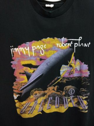 Jimmy Page Robert Plant Xl Tour T Shirt Unledded 1995 Black Extra Large