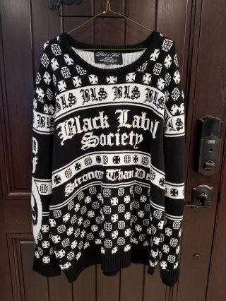 Rare Black Label Society Christmas Sweater Black N Skull Xxxl Black White Euc