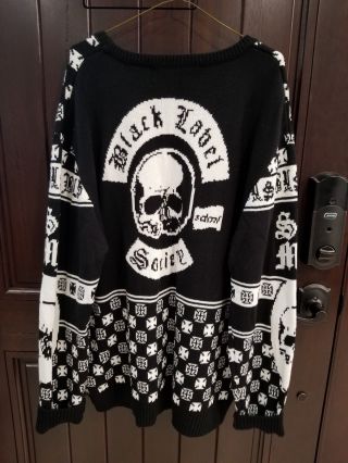 RARE Black Label Society Christmas Sweater Black N Skull XXXL Black White EUC 3