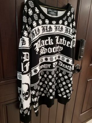 RARE Black Label Society Christmas Sweater Black N Skull XXXL Black White EUC 6