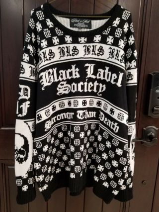 RARE Black Label Society Christmas Sweater Black N Skull XXXL Black White EUC 8
