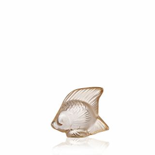 Lalique Fish Sculpture Gold Luster Crystal 10543400