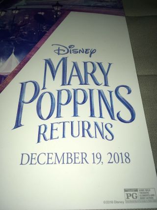 Mary Poppins Returns Movie Cast Member Exclusive Poster Opening Day 19x13 Rare 4