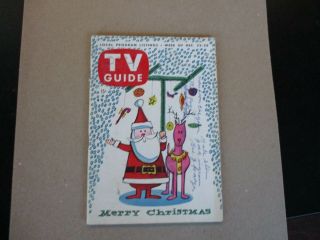 Vintage Tv Guide Dec.  22,  1956 Pittsburgh Edition Merry Christmas Cover Santa