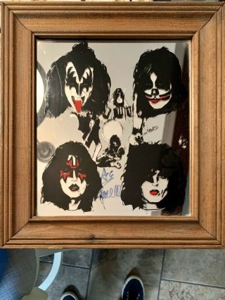 Rare Kiss Mirror Gene Simmons Paul Stanley Ace Frehley Peter Criss Signed By Ace