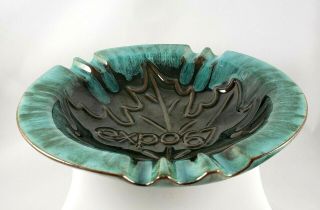 Vintage Blue Mountain Pottery Expo 67 Ashtray Montreal Canada 8.  75 in 22 cm BMP 2