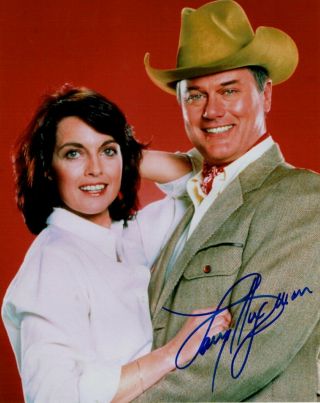 Larry Hagman Hand Signed Autographed 8x10 Photo Dallas W/ Linda Gray Jsa