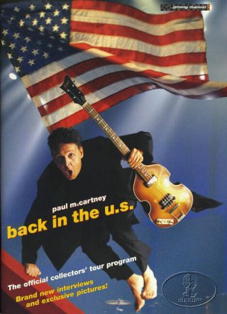 Paul Mccartney 2002 Back U.  S.  Tour Concert Program Tour Book Beatles