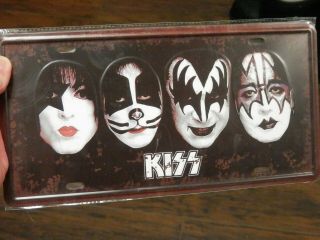 Kiss Members License Plate.  Made To Look Vintage.  Metal Rare Music
