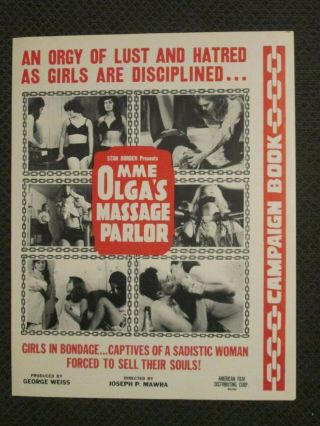 Mme Olga`s Massage Parlor - Movie Pressbook - X Rated