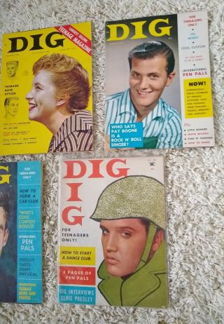 5 rare vintage DIG magazines 1956 1957 1958 Elvis Presley & James Dean Covers 3