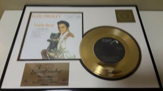ELVIS PRESLEY 1996 LIMITED EDITION 24K GOLD PLATED RECORD TEDDY BEAR 320/1000 2