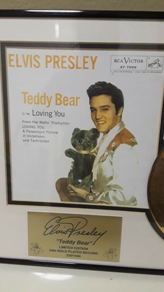ELVIS PRESLEY 1996 LIMITED EDITION 24K GOLD PLATED RECORD TEDDY BEAR 320/1000 6