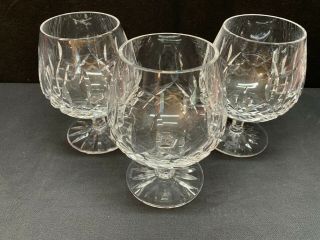Set Of 3 Waterford Crystal " Lismore " Brandy Glasses 5 1/8 " Tall
