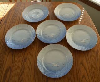 6 B&g Royal Copenhagen Porcelain Seagull Pattern 7 1/2 " Luncheon Plates
