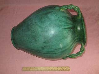 Royal Crown North Carolina Art Pottery Large Matte Green Rope Handled Vase 15.  5 