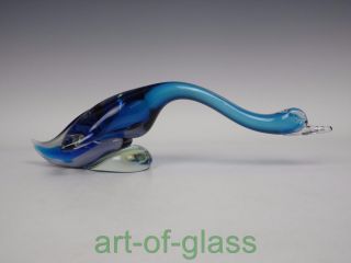 Vintage Retro Large Sommerso Blue & Lilac Glass Goose/bird Sculpture