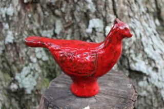Charles Moore Seagrove Nc Folk Art Pottery Rare Red Bird Signed 2000