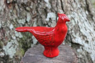 Charles Moore Seagrove Nc Folk Art Pottery Rare Red Bird Signed 1998