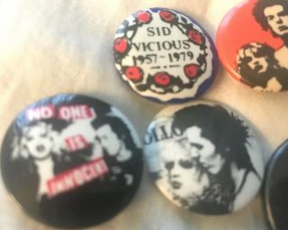 (6) Vintage Sid Vicious Sex Pistols Button Pinback Pin Badge Punk Rock 2