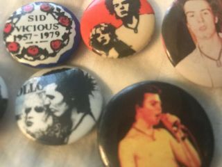 (6) Vintage Sid Vicious Sex Pistols Button Pinback Pin Badge Punk Rock 5