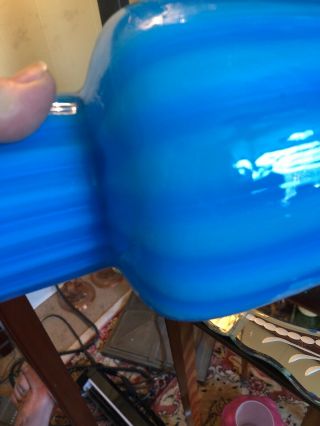 Rare FENTON BLUE Plated Tall Vase Opaque Rib Optic 1960s 4