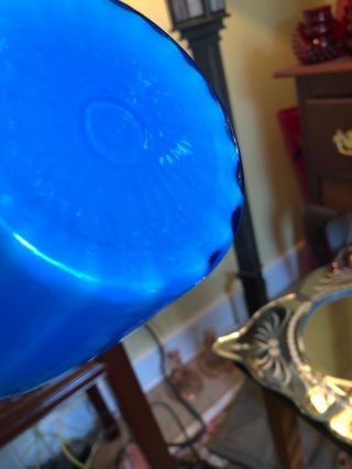 Rare FENTON BLUE Plated Tall Vase Opaque Rib Optic 1960s 5